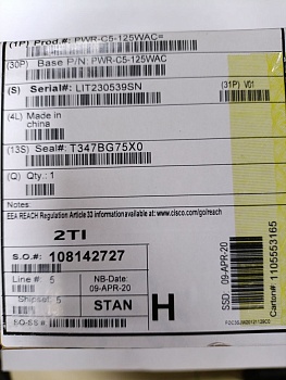 Блок питания 125Вт CISCO PWR-C5-125WAC ( / Активный PFC / OEM) серый